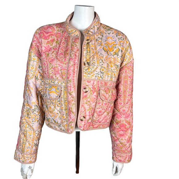 7 For All Mankind Jackets & Blazers - 7 For All Mankind Floral Quilted Jacket Medium Cotton Cottagecore Pink Patchwork